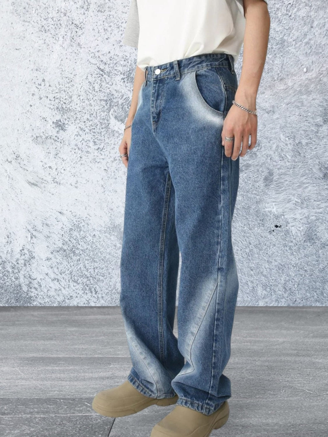 Levoire | Jean Homme Droit Avec Look Denim Délavé