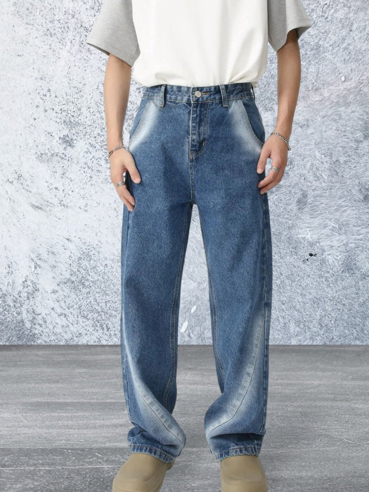 Levoire | Jean Homme Droit Avec Look Denim Délavé Moyen