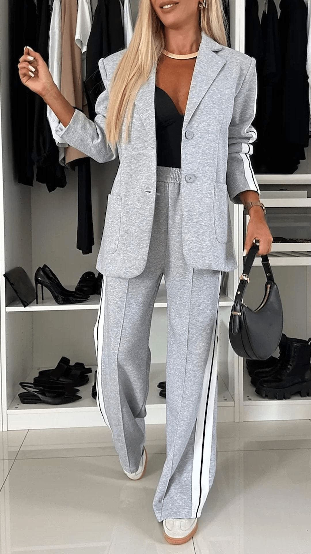 Levoire | Ensemble de jogging chic pour femmes deux pièces Gris