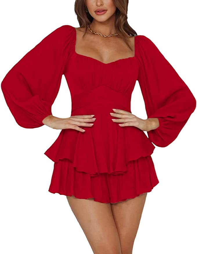 Levoire | Robe courte romantique pour femmes Rouge