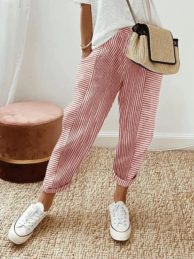 Levoire | Pantalon Rayé Élégant Et Polyvalent Rot