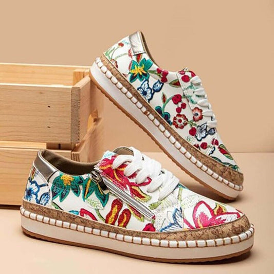 Levoire | Sneaker À Fleurs Tendance De La Saison Motif floral blanc