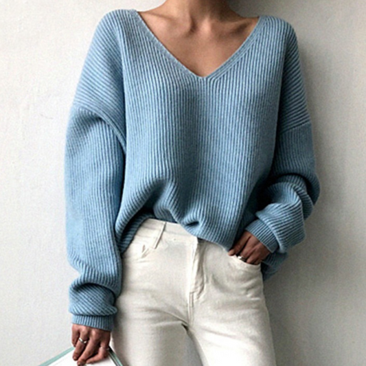 Levoire | Chaud V Neck Pull À Manches Longues Bleu Une taille convient à tous