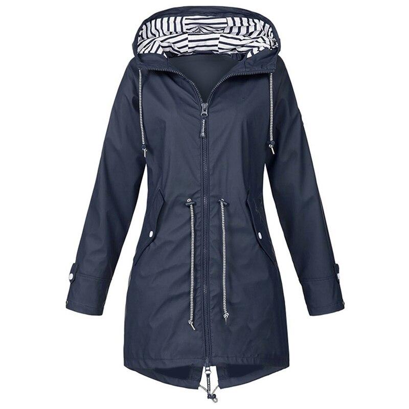 Levoire | Manteau De Pluie Plus Long Avec Capuche Bleu foncé