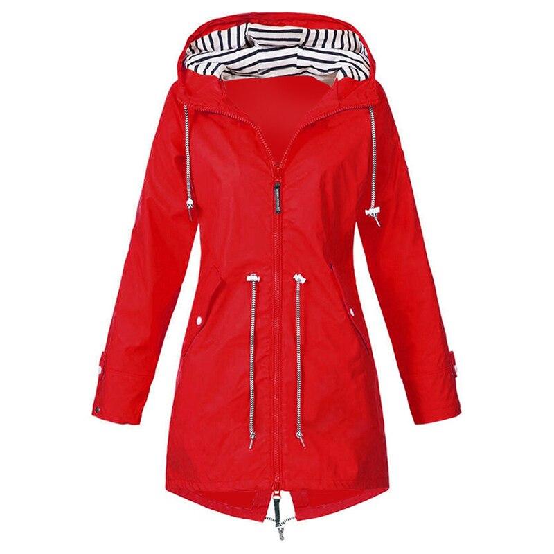Levoire | Manteau De Pluie Plus Long Avec Capuche Rouge