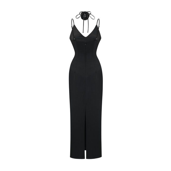 Levoire | Robe Midi Noire À Fleurs