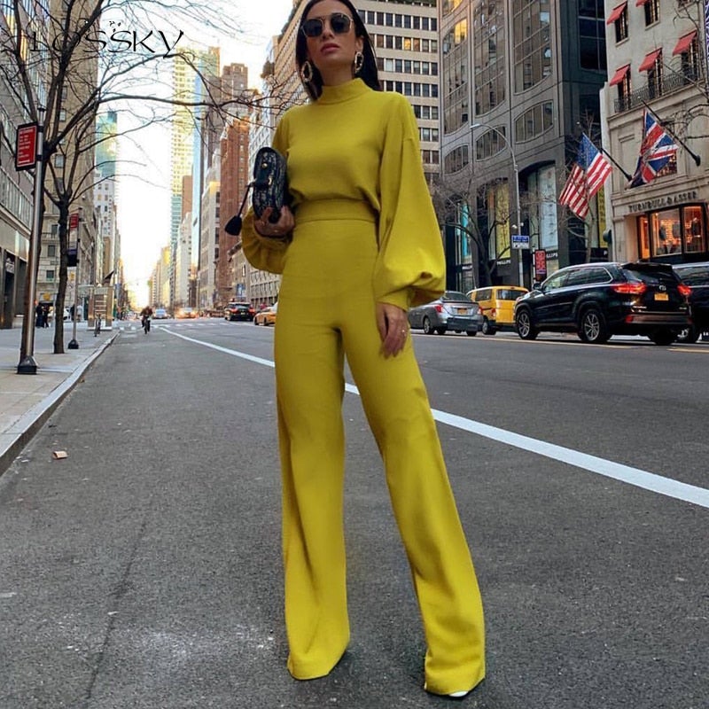 Levoire | Combinaison Sans Manches Col Haut Slim Fit Pour Femmes Jaune