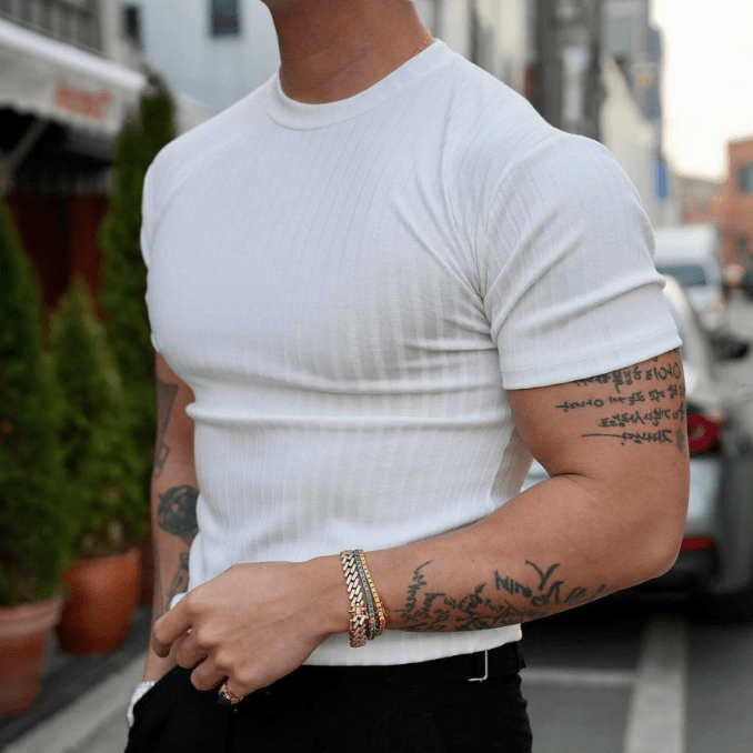 Levoire | T-Shirt Homme Flex Fit T-Shirt en Coton Pour Tenues Décontractées & Sportives Blanc