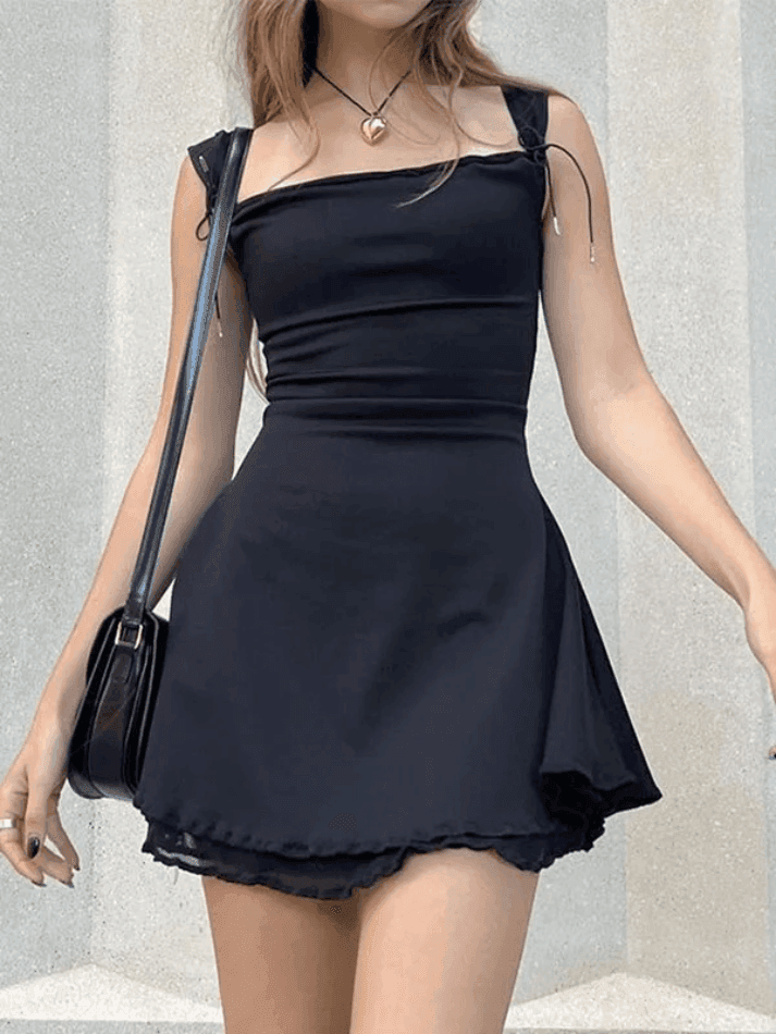 Levoire | Robe Noire Mini Sans Manches Réversible Noir