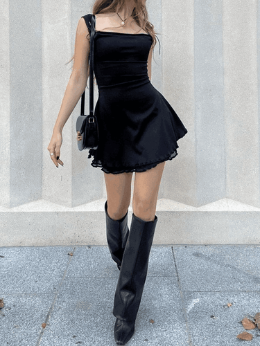 Levoire | Robe Noire Mini Sans Manches Réversible