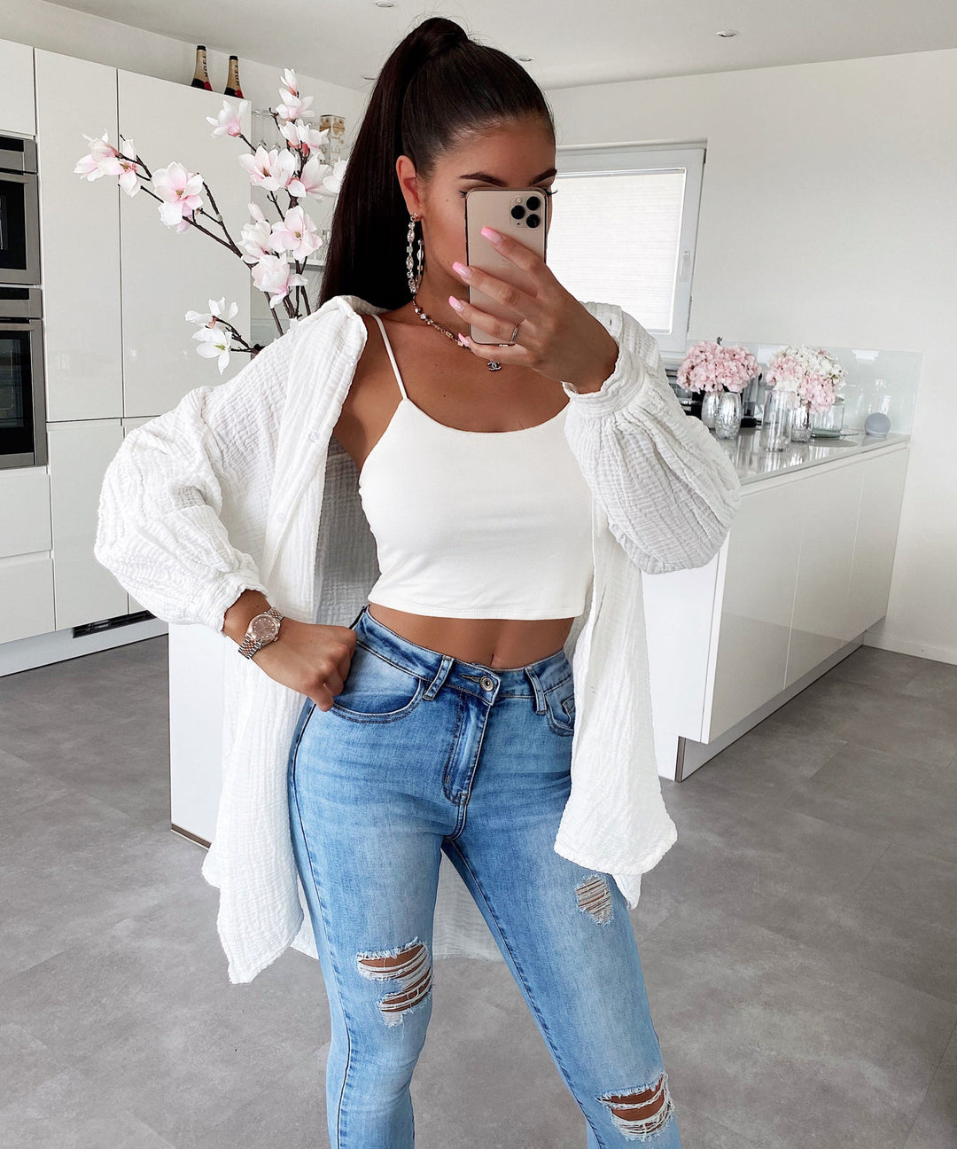 Levoire | Blanc Musselini Chemise Longue
