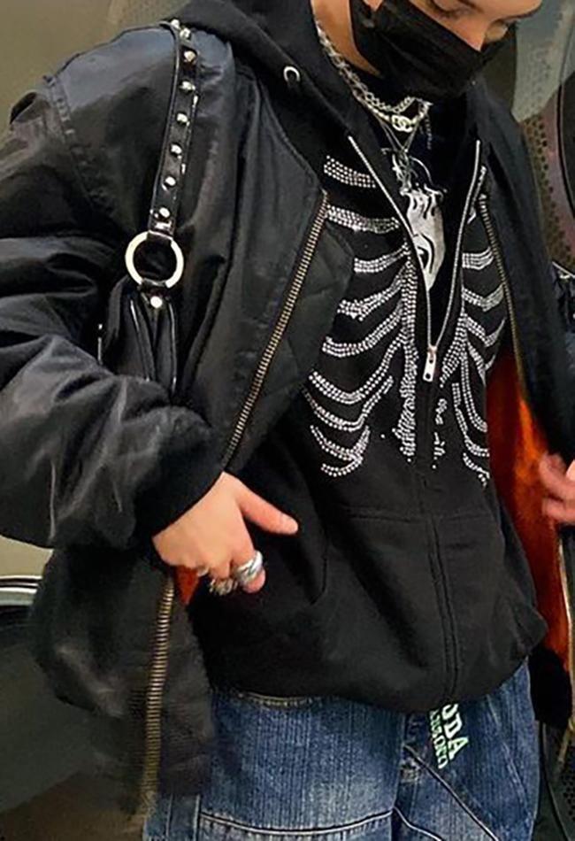 Levoire | Sweat À Capuche Zippé En Strass Skull