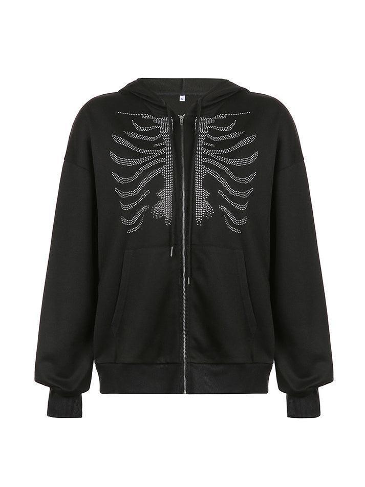 Levoire | Sweat À Capuche Zippé En Strass Skull