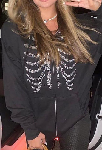 Levoire | Sweat À Capuche Zippé En Strass Skull
