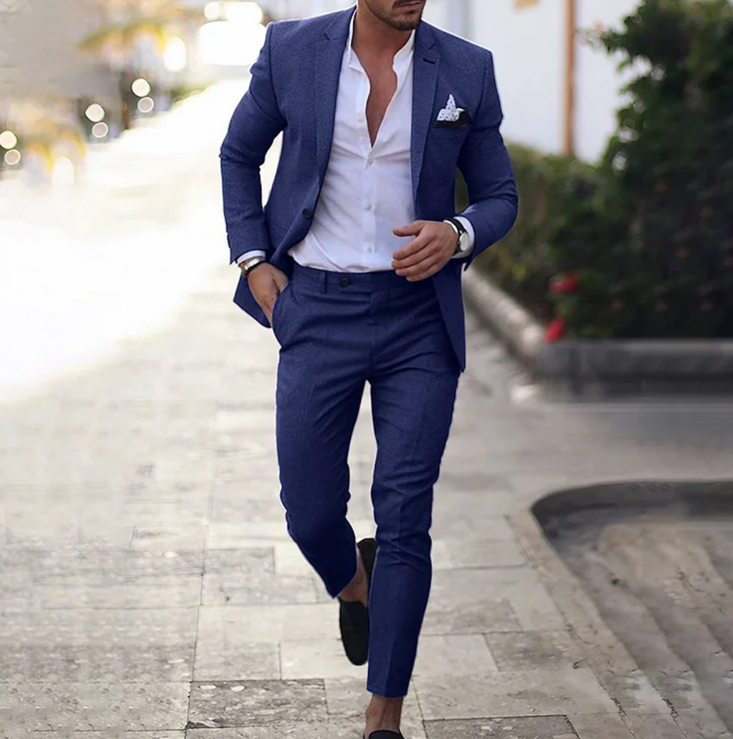 Levoire | Costume En Lin Pour Homme Léger, Respirant Et Élégant Bleu foncé
