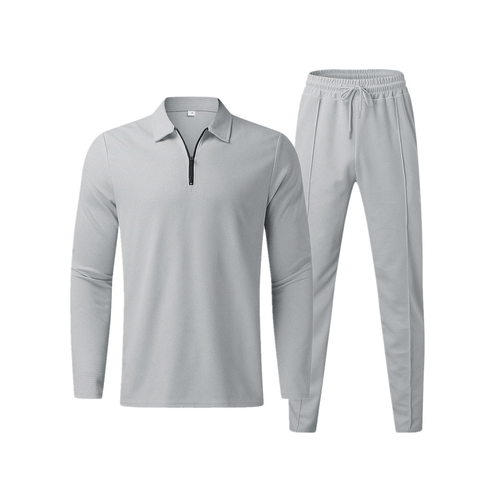 Levoire | Pantalon élastique décontracté pour homme avec polo à demi-zip élégant taille printemps/été