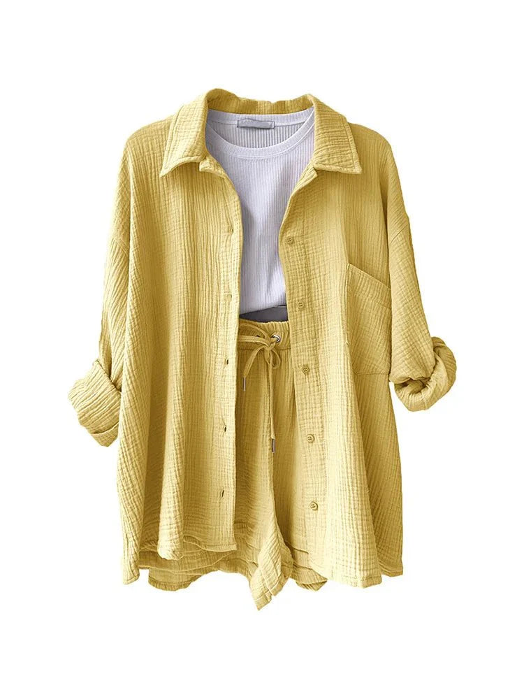 Levoire | Coton Lin Été Chemise Série Jaune