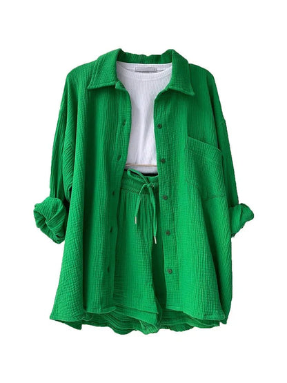 Levoire | Coton Lin Été Chemise Série Vert