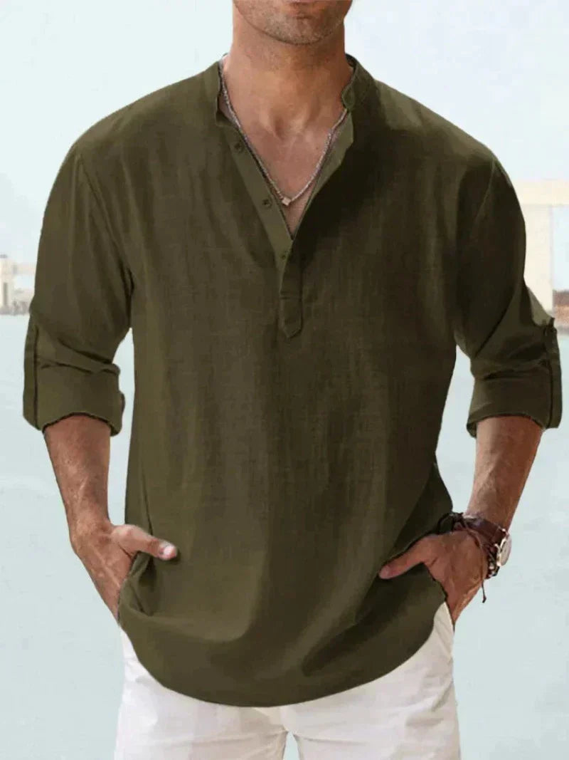 Levoire | Chemise Décontractée Pour Hommes Chemise Classique À Manches Longues En Coton Dans De Nombreuses Couleurs Armée verte
