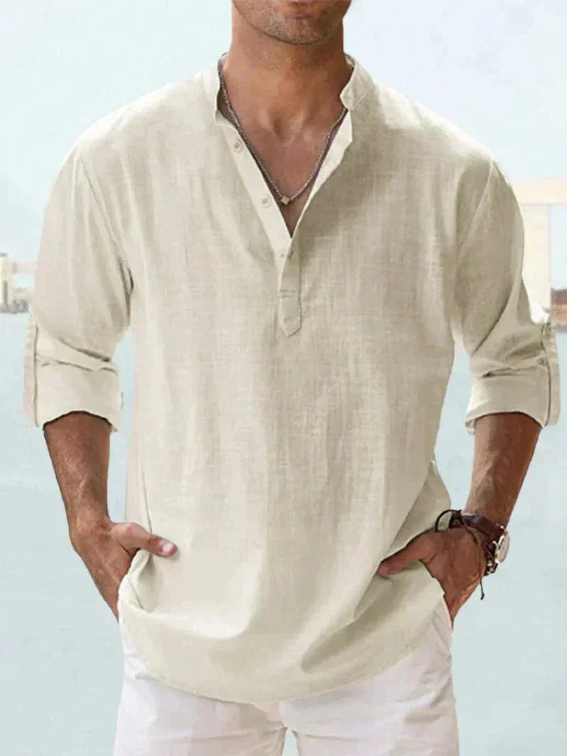Levoire | Chemise Décontractée Pour Hommes Chemise Classique À Manches Longues En Coton Dans De Nombreuses Couleurs Crème