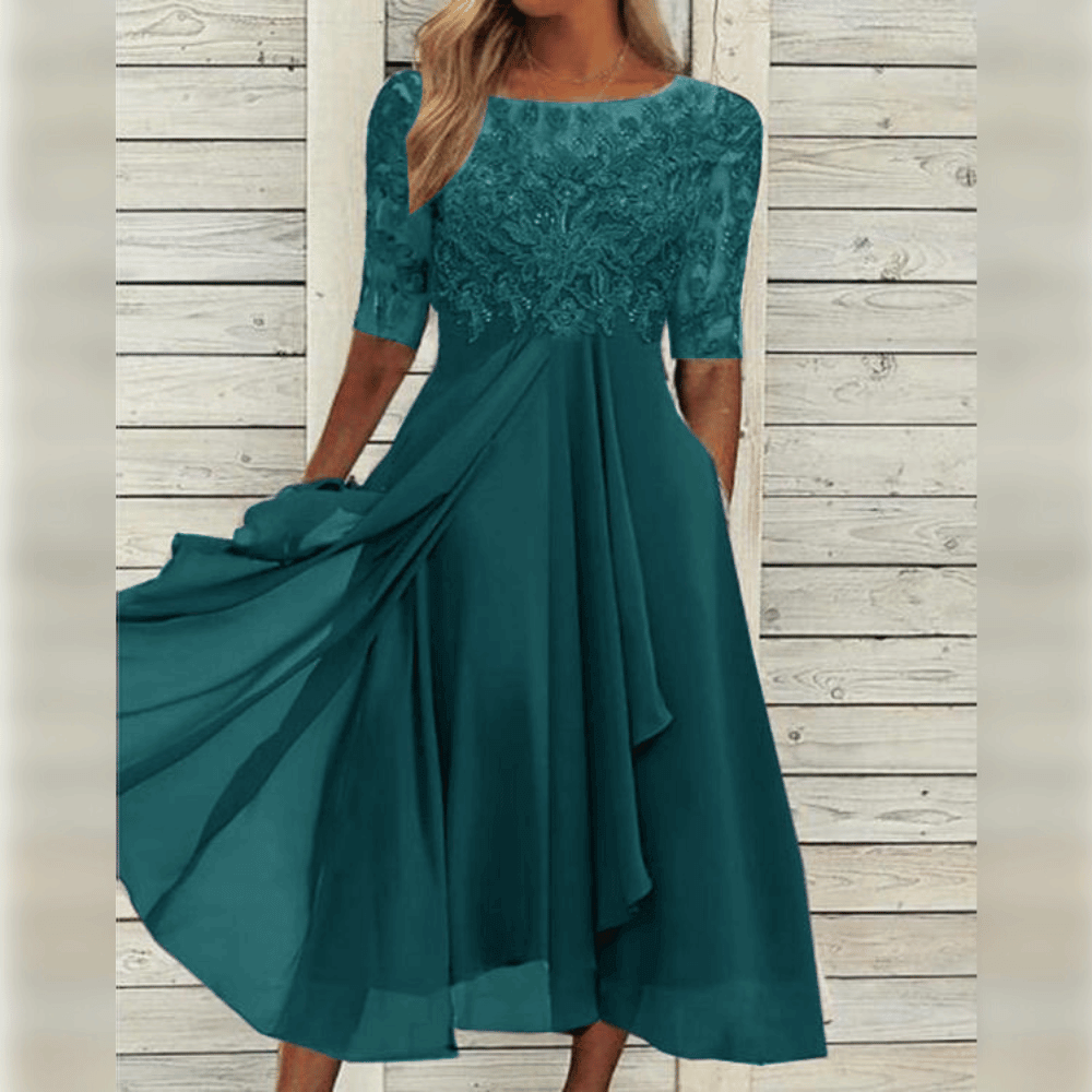 Levoire | Robe midi élégante femme Turquoise
