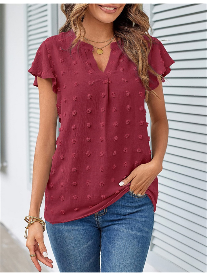 Levoire | Chemise Avec Patchwork Et Volants Rouge vin