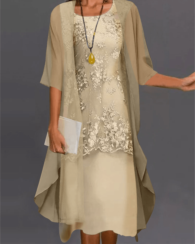 Levoire | Robe midi chiffon deux pièces Jaune