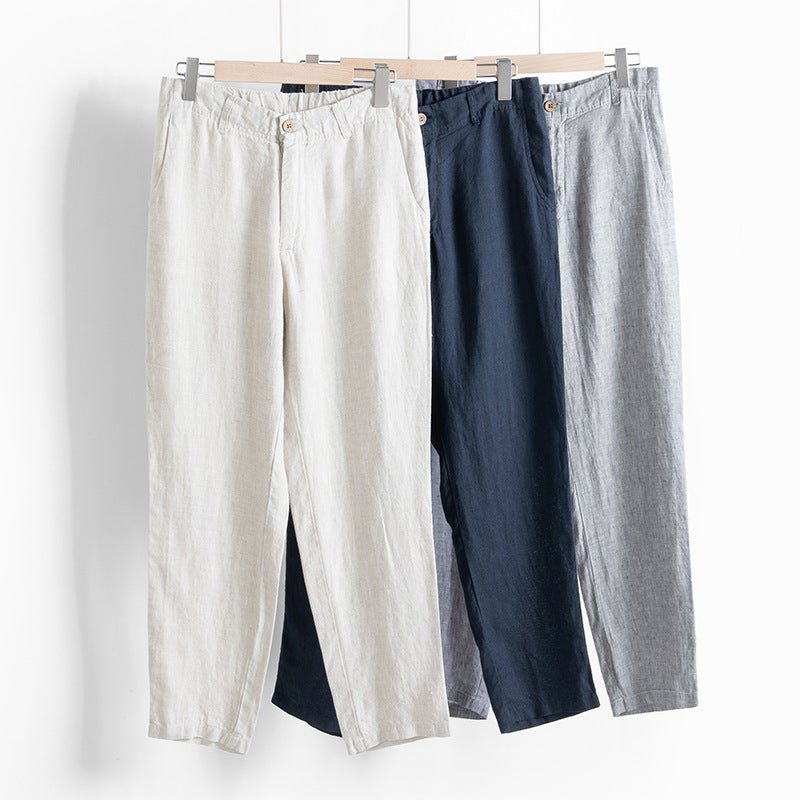 Levoire | Chinos En Coupe Ajustée En Lin De Haute Qualité