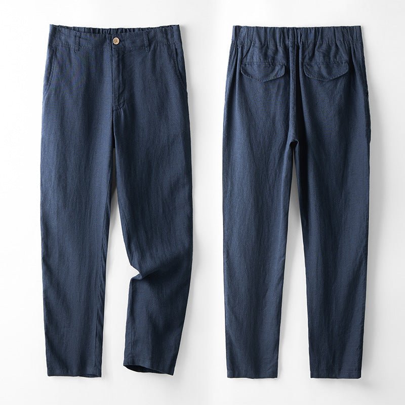 Levoire | Chinos En Coupe Ajustée En Lin De Haute Qualité bleu marine