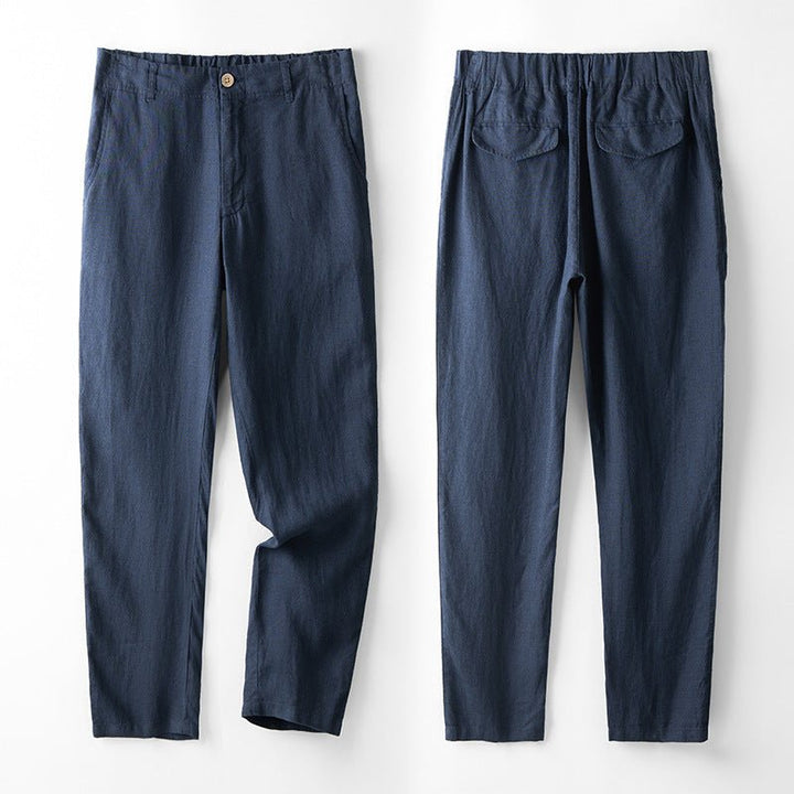 Levoire | Chinos En Coupe Ajustée En Lin De Haute Qualité bleu marine