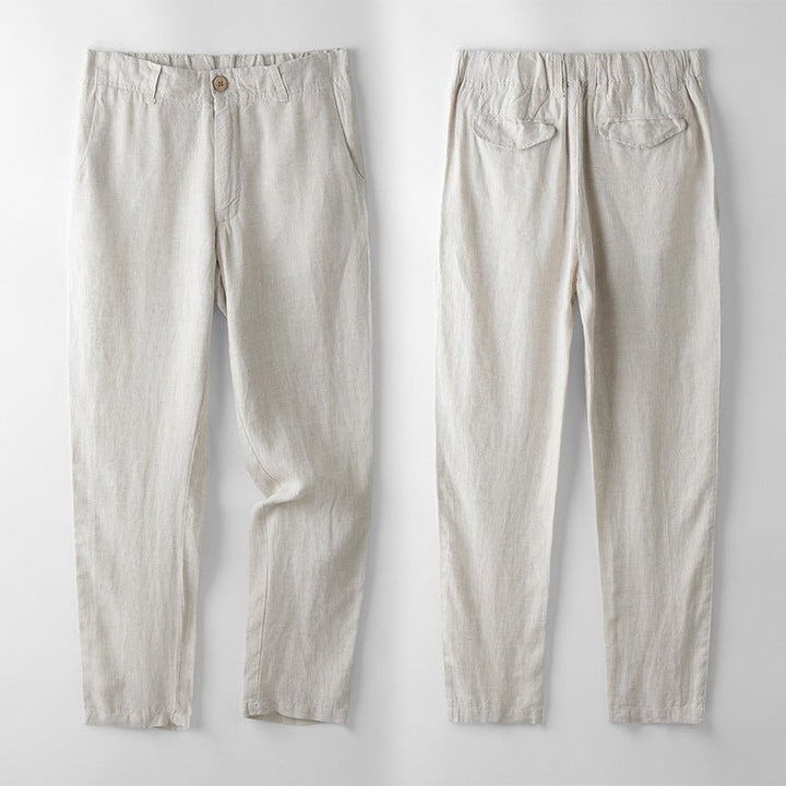 Levoire | Chinos En Coupe Ajustée En Lin De Haute Qualité Crème douce