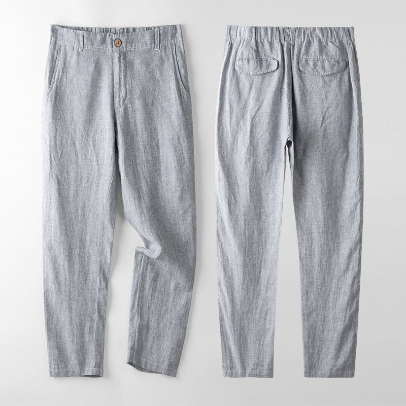 Levoire | Chinos En Coupe Ajustée En Lin De Haute Qualité Gris pierre