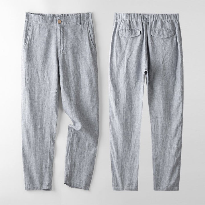 Levoire | Chinos En Coupe Ajustée En Lin De Haute Qualité Gris pierre