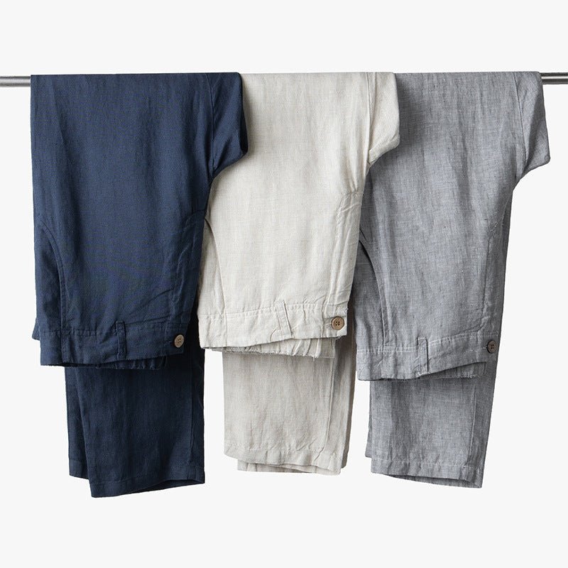 Levoire | Chinos En Coupe Ajustée En Lin De Haute Qualité