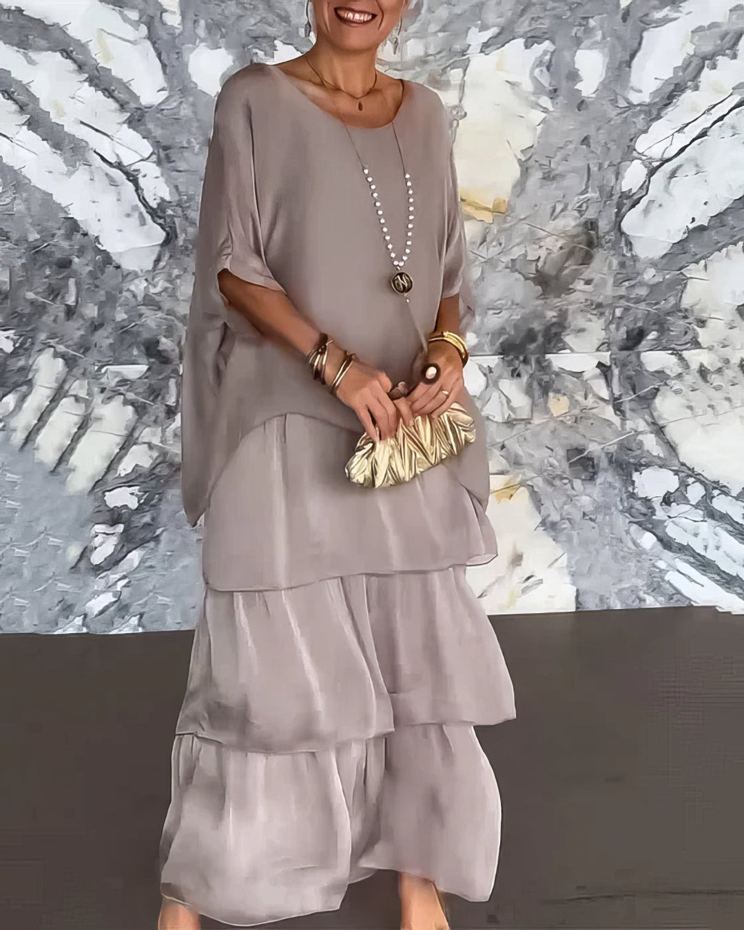 Levoire | Robe Longue Droite À Manches Longues Pour Femmes