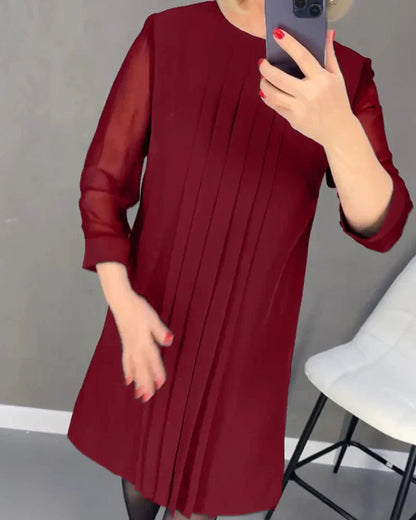 Levoire | Robe Midi Plissée À Manches Longues Rot