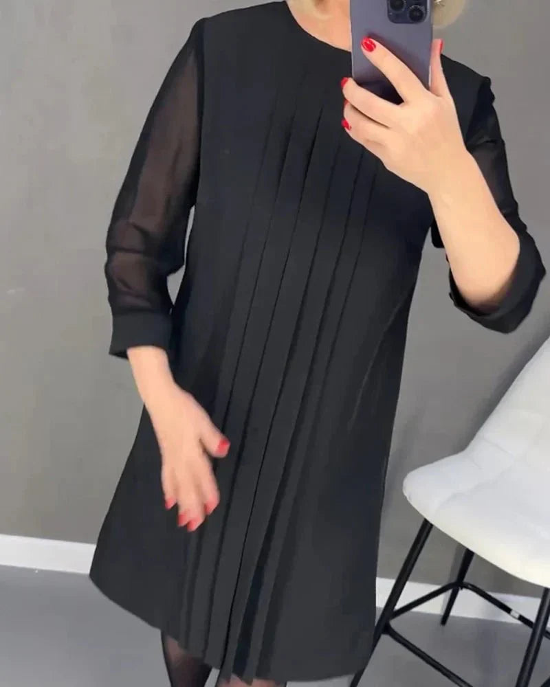 Levoire | Robe Midi Plissée À Manches Longues Noir