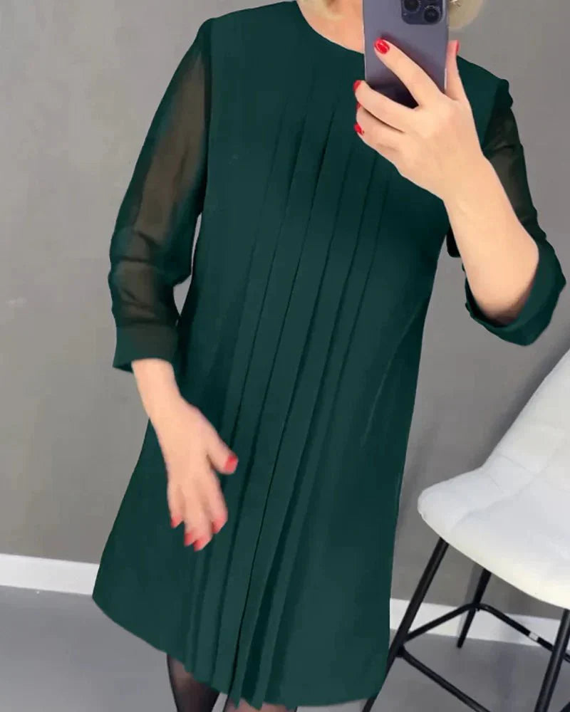 Levoire | Robe Midi Plissée À Manches Longues Vert