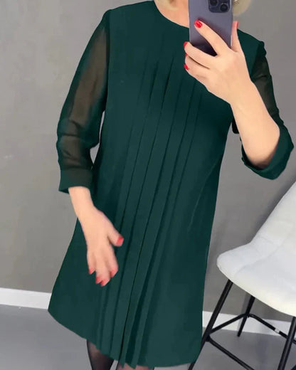 Levoire | Robe Midi Plissée À Manches Longues Vert