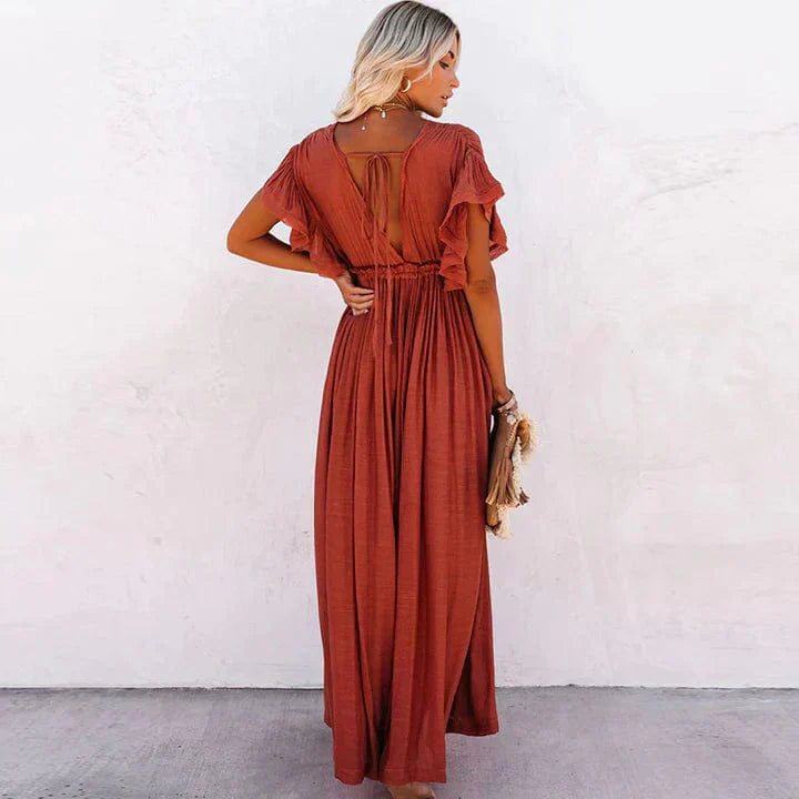 Levoire | Long Brown Button Dress For Women