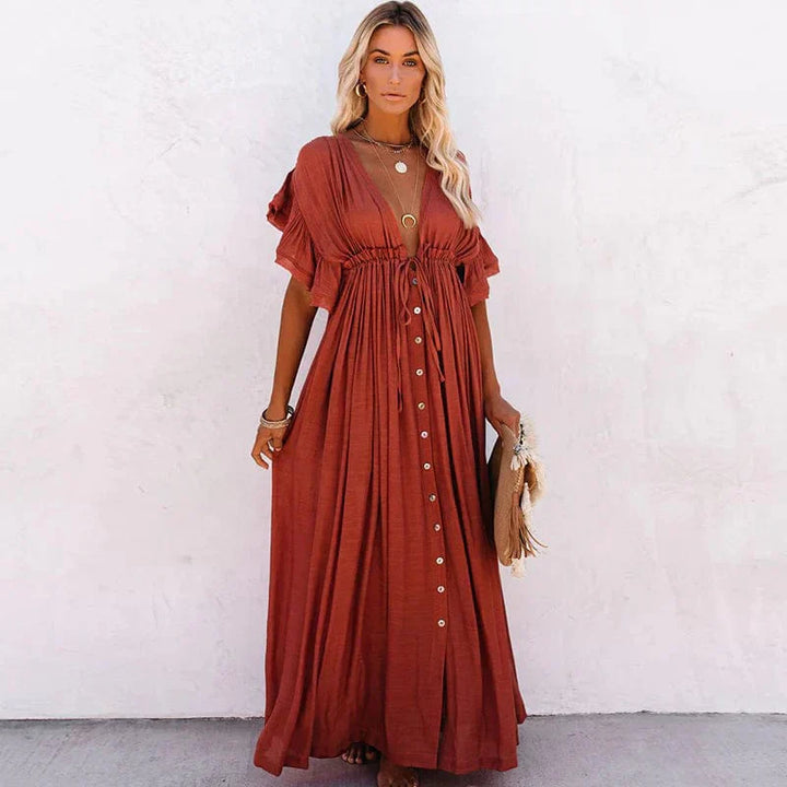 Levoire | Femme Robe de plage longue Rouge Taille unique