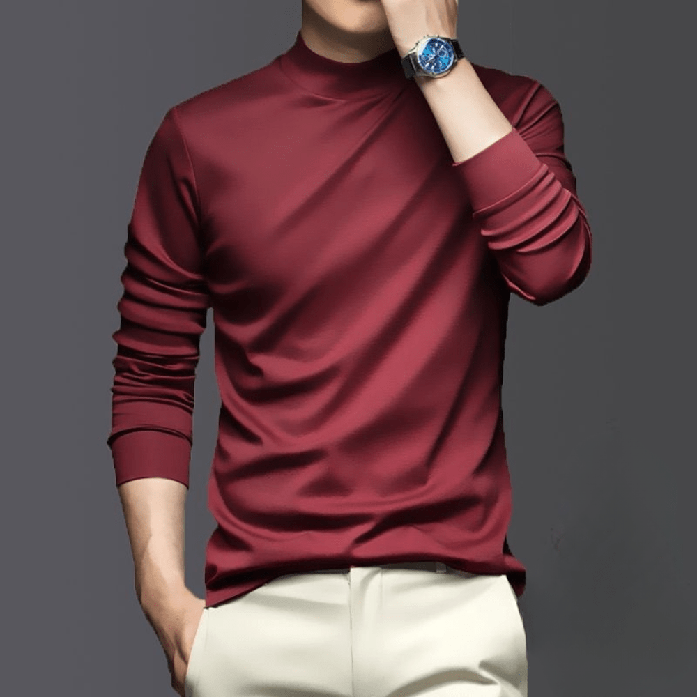 Levoire | Pull pour hommes plus chaud et confortable Pull col roulé Rot