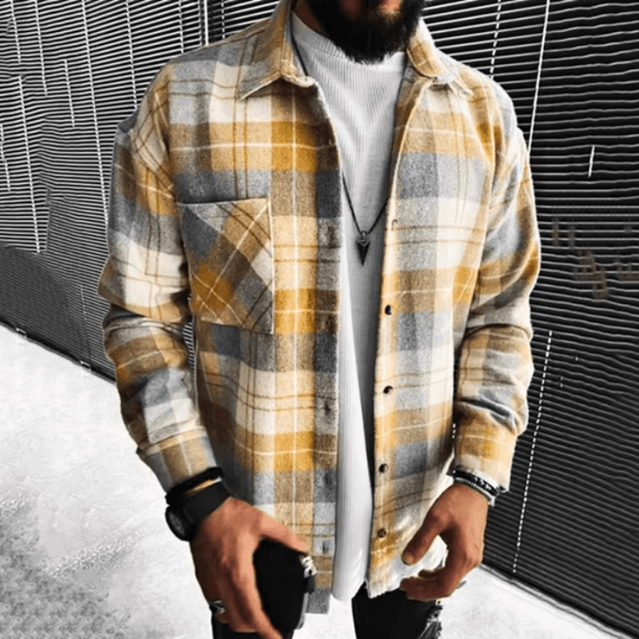 Levoire | Veste pour Hommes Chemise Épaisse Chaude & Tendance Marron Grey