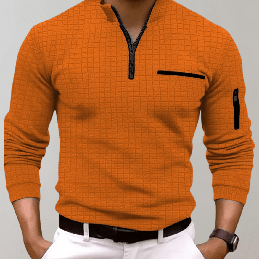 Levoire | Pull Polo Manches Longues Homme Orange
