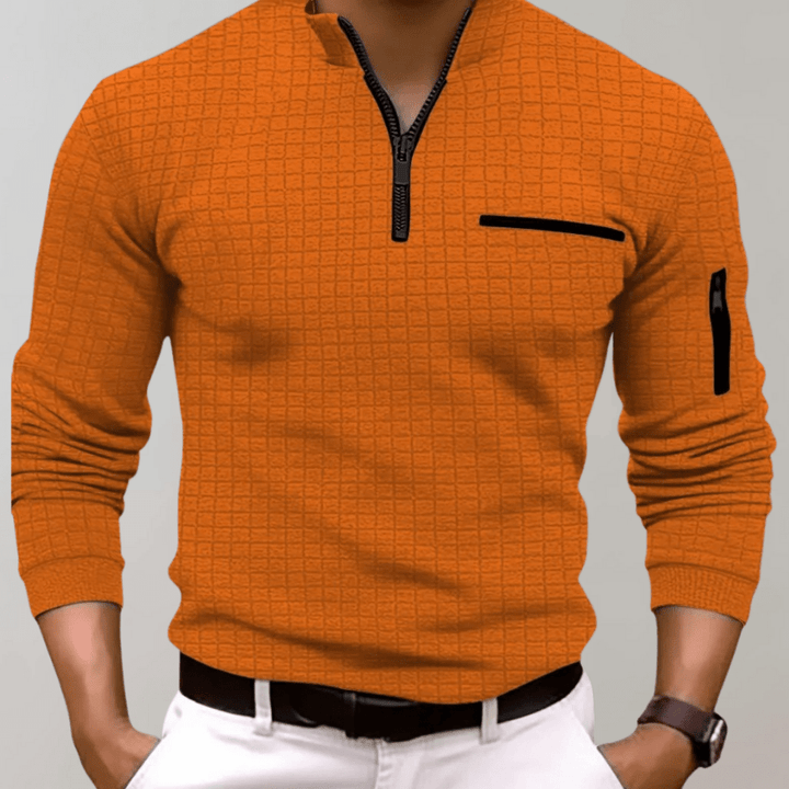 Levoire | Pull Polo Manches Longues Homme Orange