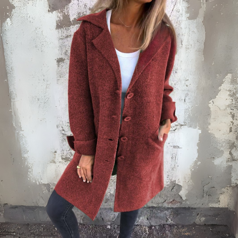 Levoire | Robe À Boutons Élégante Avec Coupe Classique Pour Femmes Rot