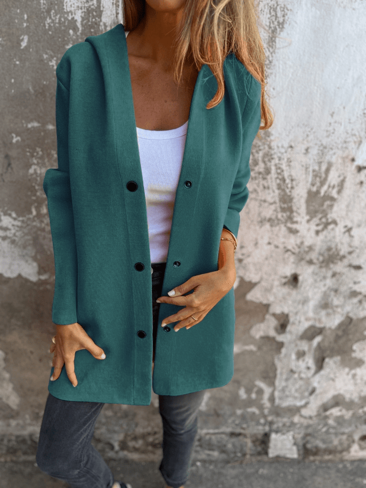 Levoire | Gilet Long Femme Capuche Confortable Tendance Vert