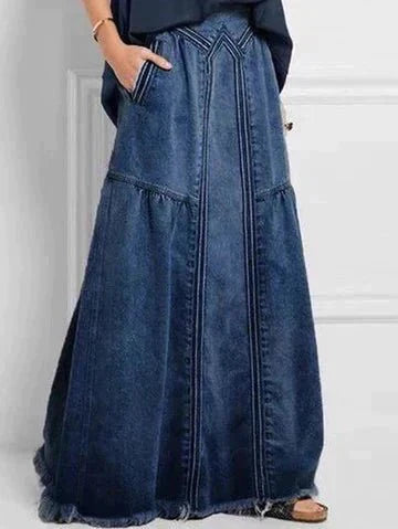 Levoire | Jupe En Denim Longue Avec Taille Élastique Bleu marine