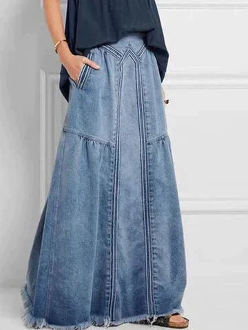 Levoire | Jupe En Denim Longue Avec Taille Élastique Bleu