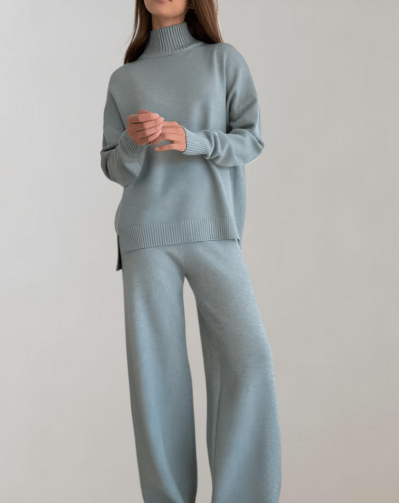 Levoire | Ensemble 2 Pièces Femme Pull Col Châle Pantalon Gris